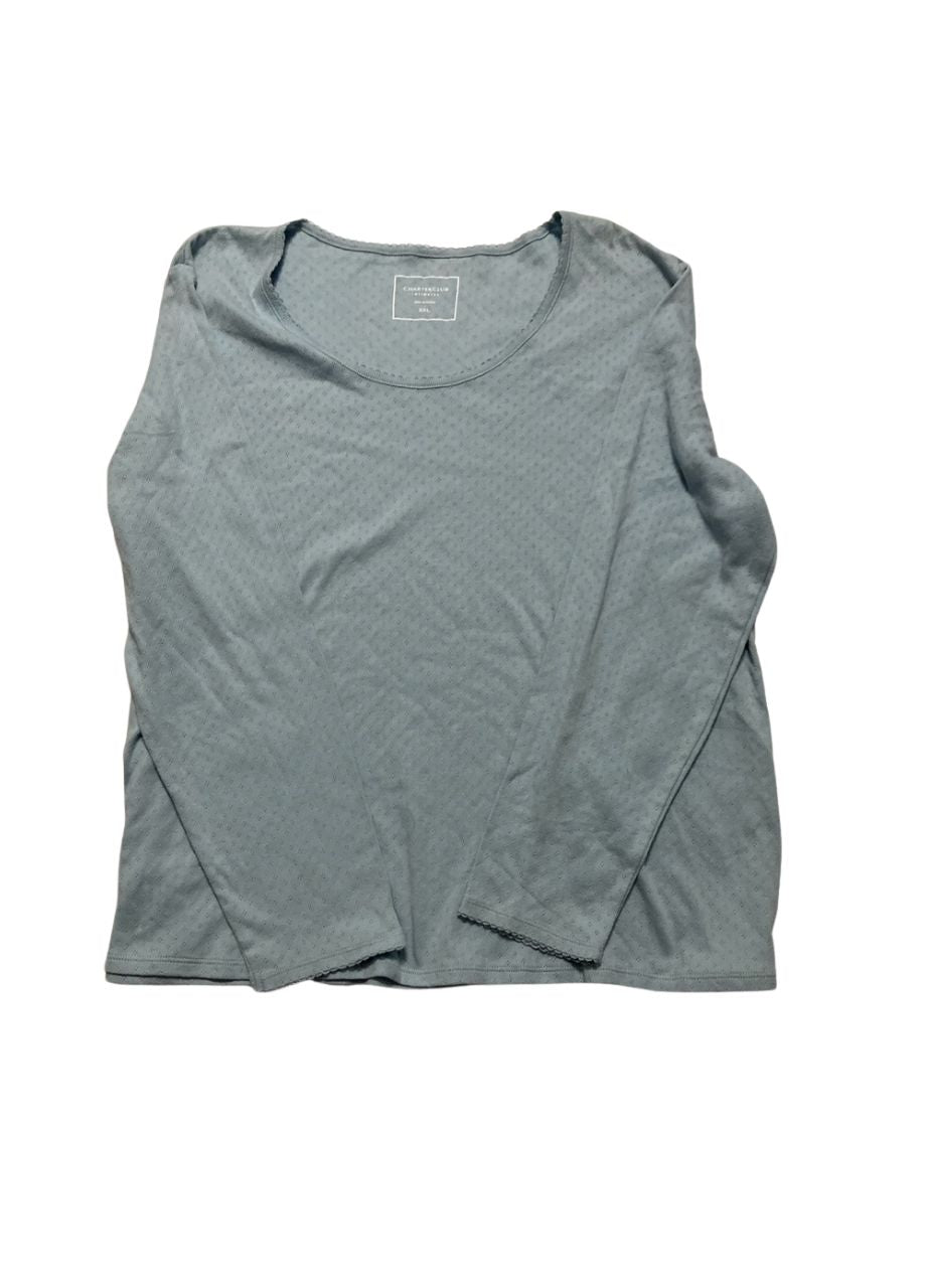 CHARTER CLUB Long-Sleeve Pajama top GRAY XXL