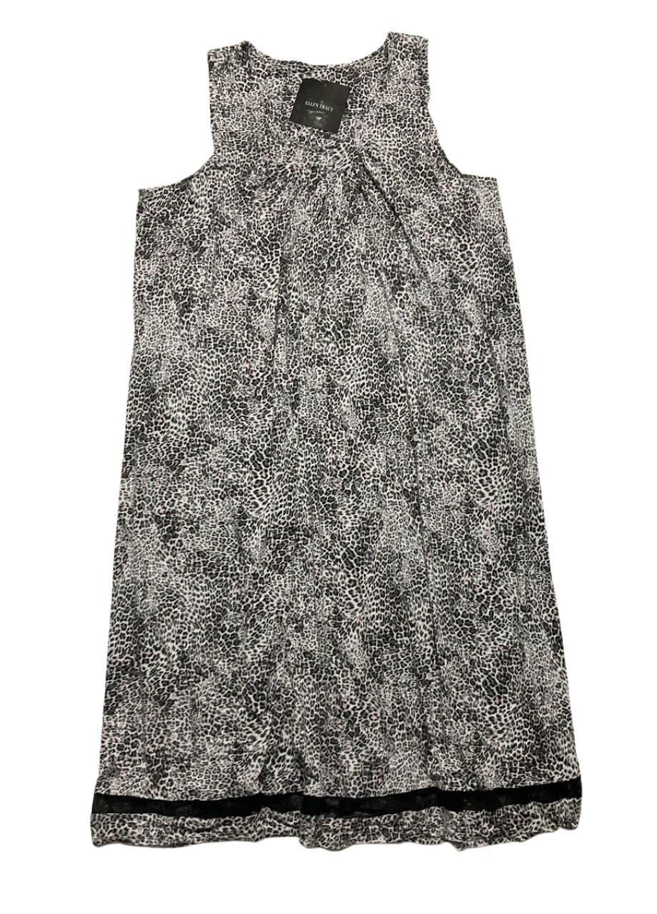 ELLEN TRACY Leopard Print Nightgown WHITE ANIMAL XL