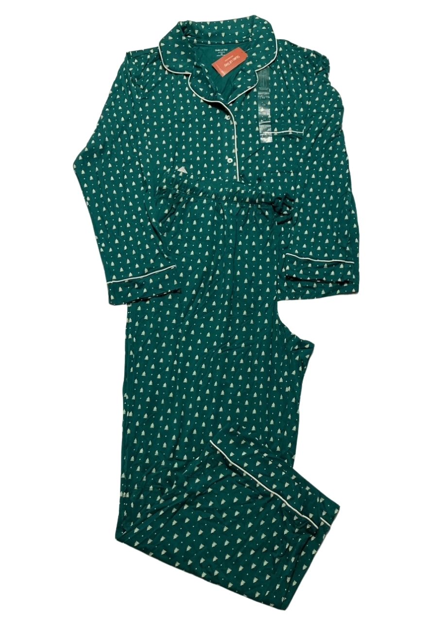 STATE OF DAY Packaged Notched-collar Pajama Set GEO TREES 1X