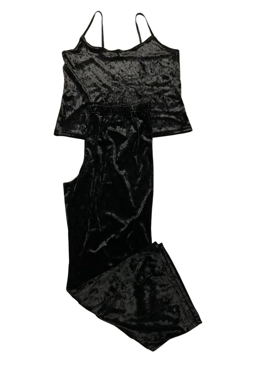I.N.C 3-Pc.Crushed Velvet Black Pajama Set DEEP BLACK XL