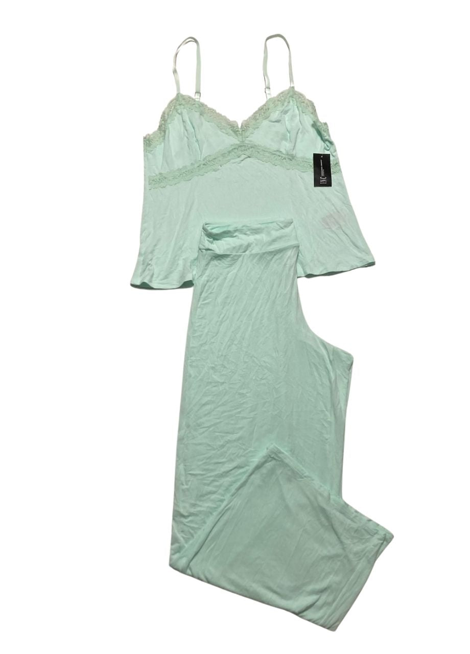 I.N.C Stretch Satin Lace-Trim Top & Pajama Pants Set CLEAR DEW L