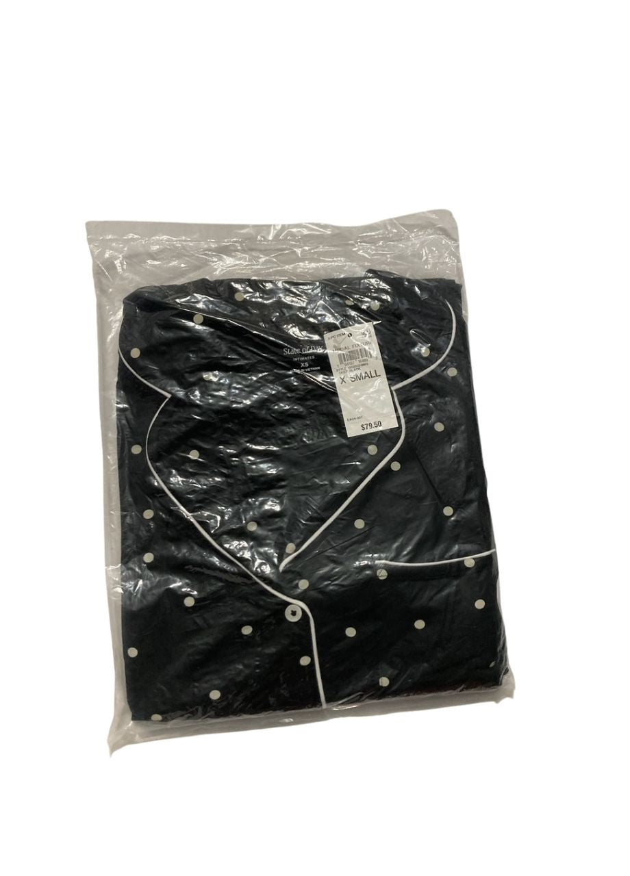 STATE OF DAY Modal Fluid Knit Notch Collar Pajama Set BLACK XS