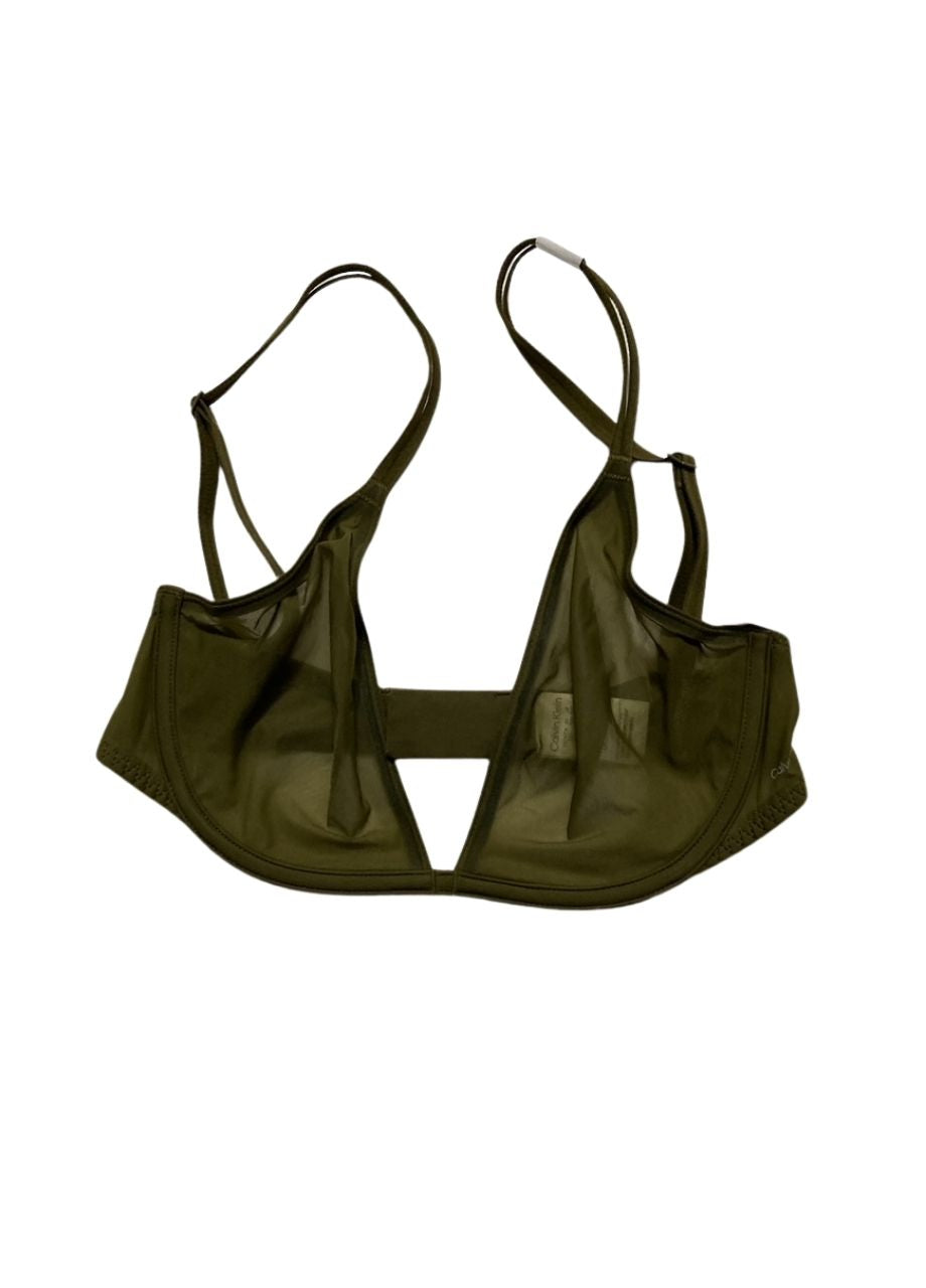 CALVIN KLEIN Sheer Marquisette Unlined Plunge Bra GREEN 32D