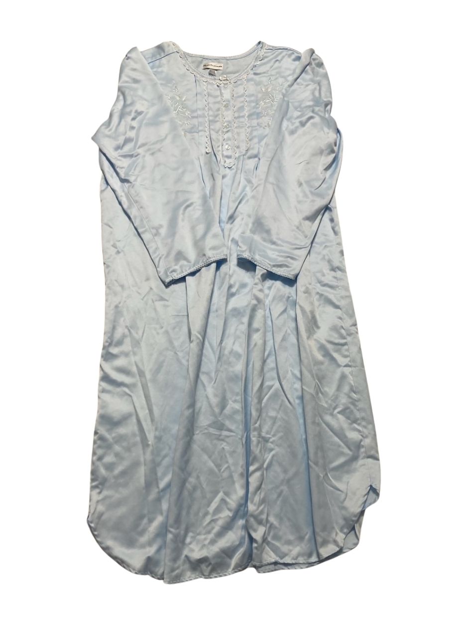 MISS ELAINE Long Nightgown Brushed Back Satin BLUE L