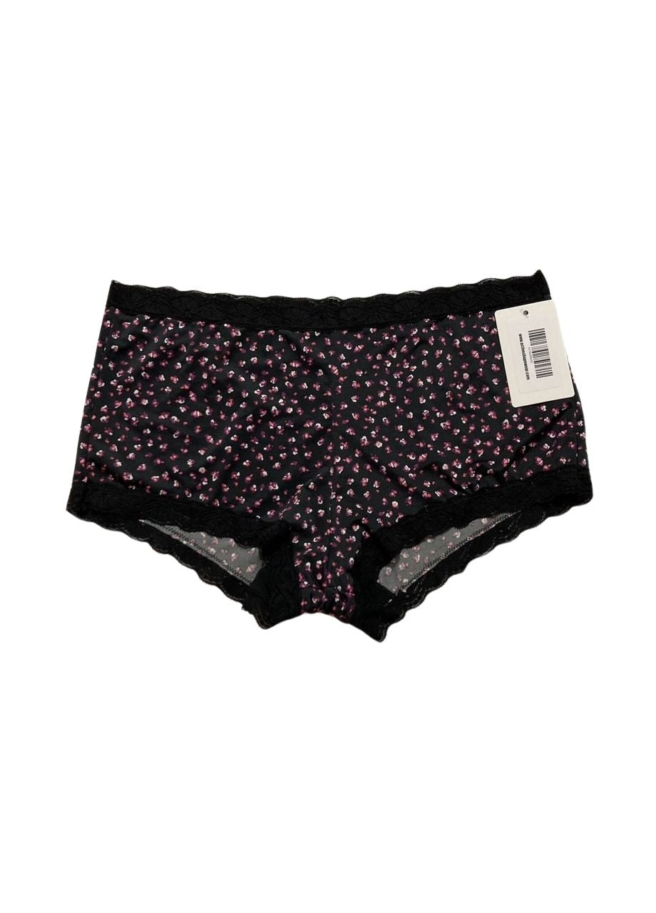 MAIDENFORM Classics Microfiber and Lace Boyshort Panty BLACK L