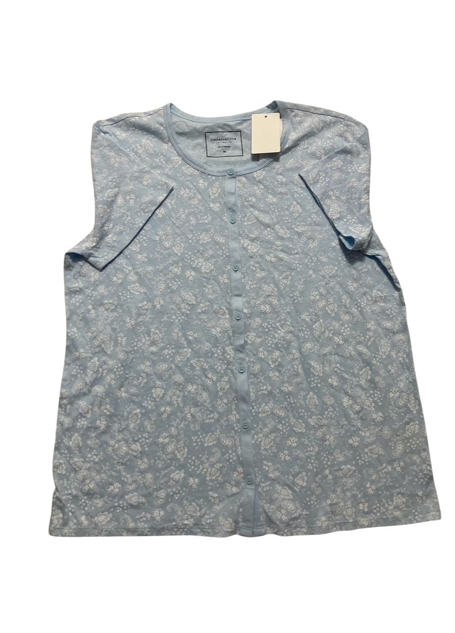 CHARTER CLUB Cotton Printed Cropped Pajama top PAISLEY FLORAL M