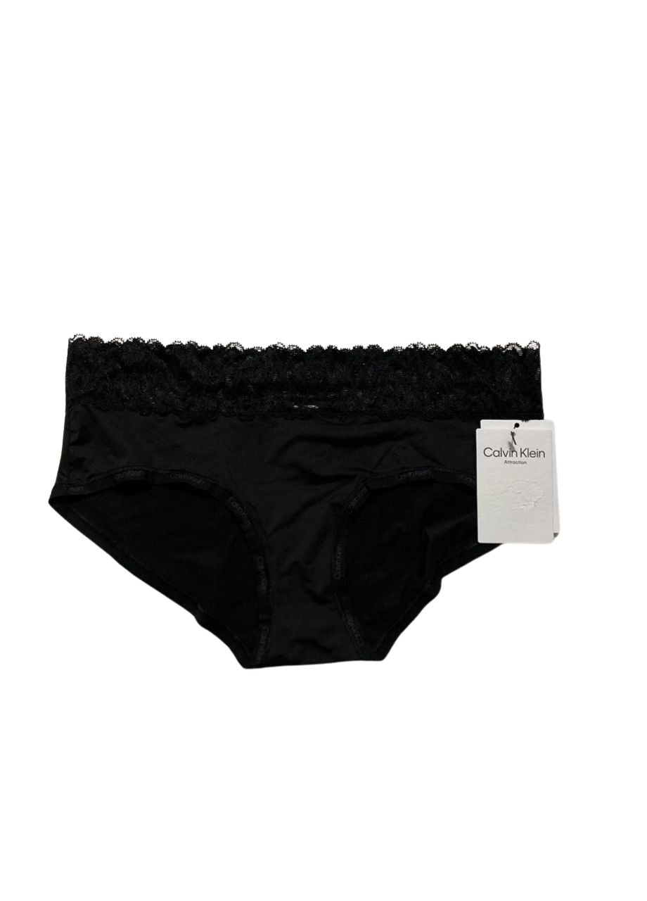 CALVIN KLEIN Lace-Adorned Hipster Underwear BLACK XS