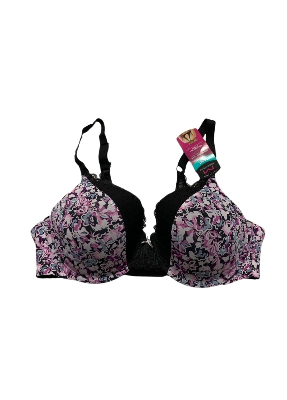 MAIDENFORM Comfort Devotion T-shirt Bra, Underwire Bra BLACK FLORAL 38D