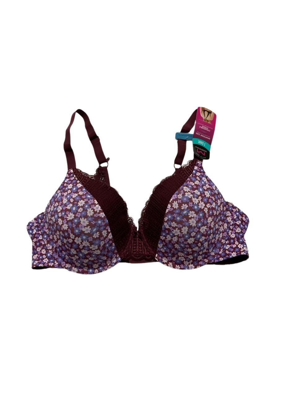 MAIDENFORM Comfort Devotion Full Coverage Lace Trim Bra FLORAL 38C