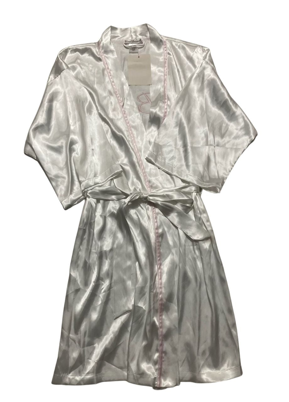 LINEA DONATELLA Bride Satin Wrap Robe, Cami & Tap Shorts Set WHITE S