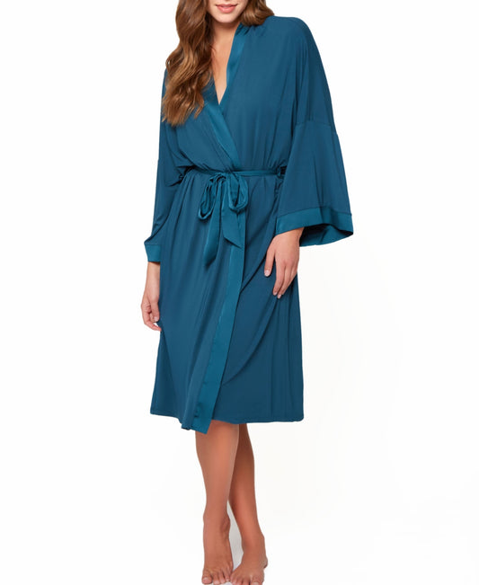ICOLLECTION Malachite Ultra Soft Knit Blend Robe BLUE XL