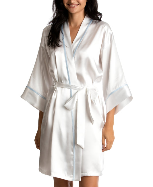 LINEA DONATELLA Maid Of Honor Satin Wrap Robe WHITE S/M