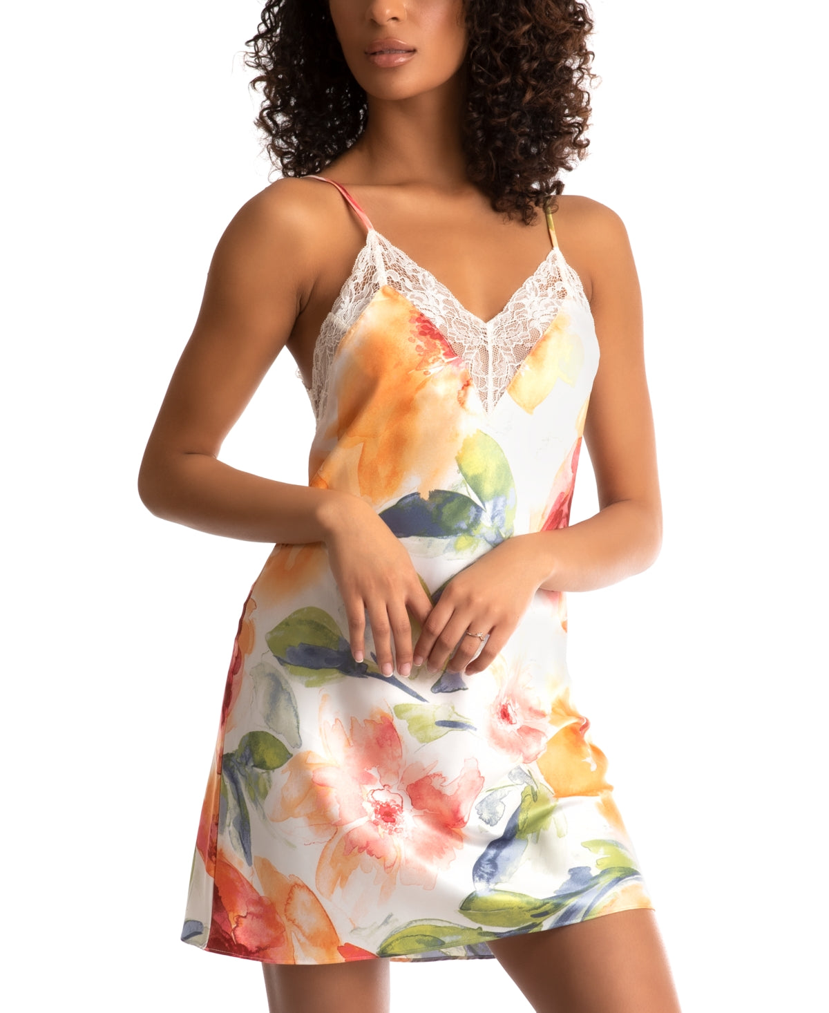 LINEA DONATELLA Lindsey Garden Lace-Trim Chemise FLORAL L