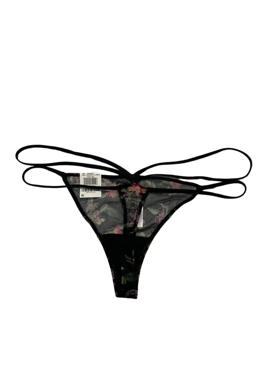 I.N.C Tropical Flowers Mesh Thong Underwear BLACK XL