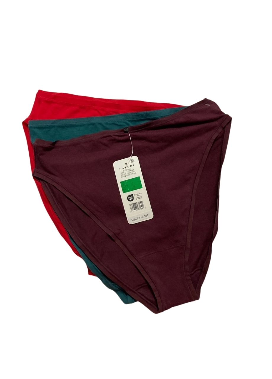 NATORI Bliss Bare Cotton High Cut Brief 3-pack ASSORTED L