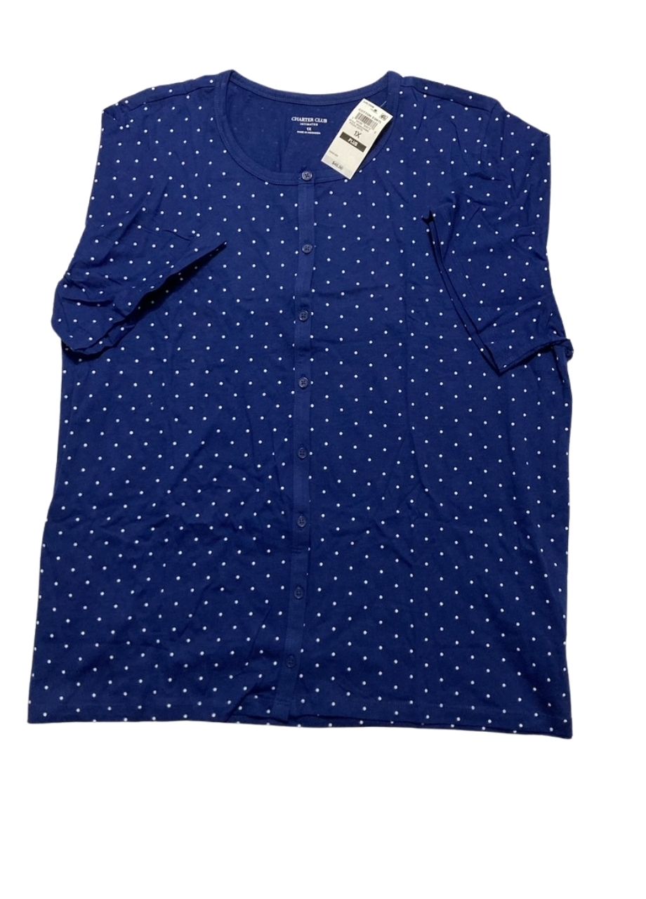 CHARTER CLUB 2-Pc. Cotton Printed Cropped Pajamas Set POLKA DOTS 1X