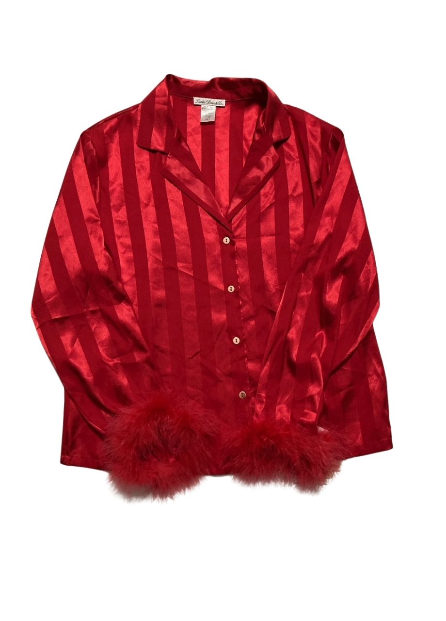 LINEA DONATELLA 2Pc. Lace-Trm Long Pajama Set RED M