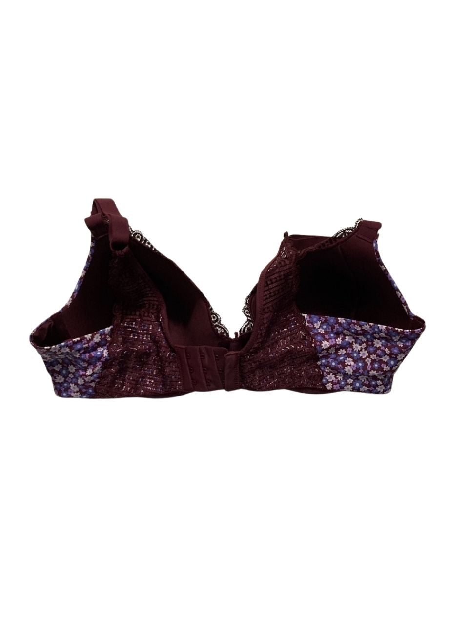 MAIDENFORM Comfort Devotion Full Coverage Lace Trim Bra FLORAL PURPLE 36D