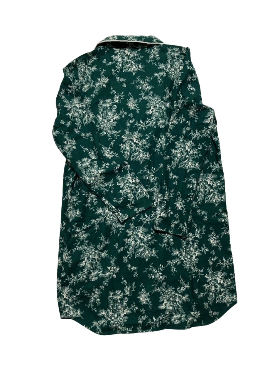CHARTER CLUB Cotton Flannel Printed Long Sleeve Sleepshirt GREEN M