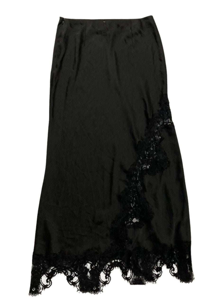AQUA Lace Inset Slip Skirt BLACK XS