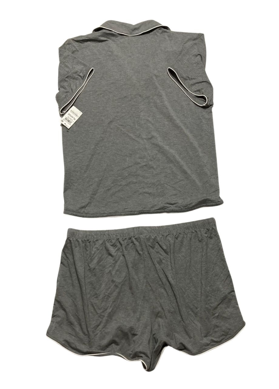 STATE OF DAY 2-Pc. Short-Sleeve Notched-Collar Pajama Set PEWTER XL