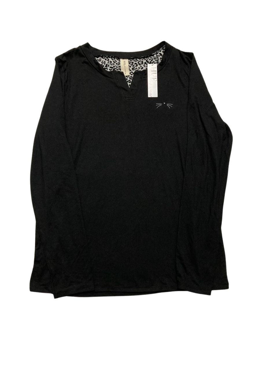 HUE Timeless Soft Jersey Winter Pajama Gift Set Includes Top and Printed BLACK S