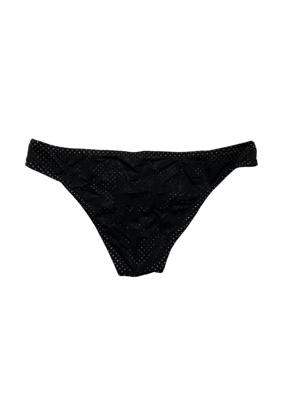 RACHAEL ROY  Laser Mesh Sporty Bikini Bottom BLACK M