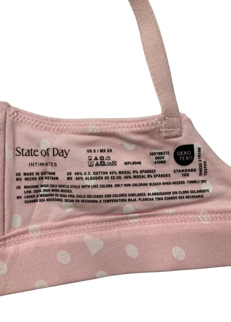 STATE OF DAY Cotton Blend Bralette PINK S
