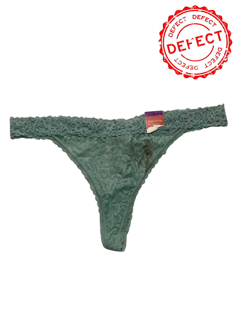NWD STATE OF DAY Cotton Blend Lace-Trim Thong Underwear GRAY MIST XXL