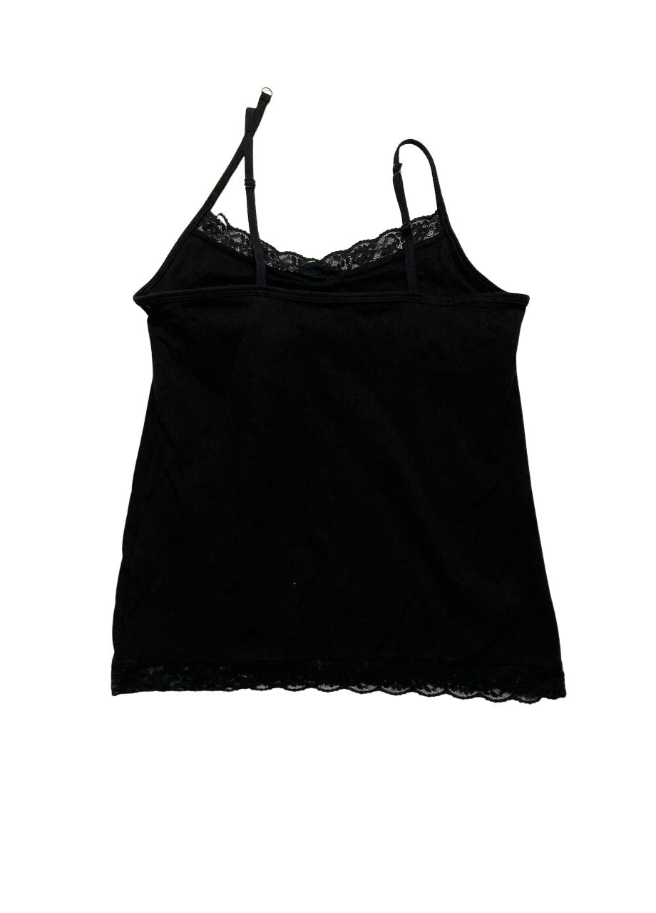 NWD CHARTER CLUB Lace-Trim Shelf-Bra Tank Top BLACK M