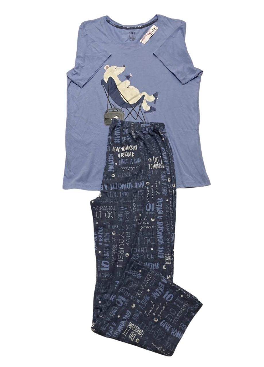 HUE Super Soft Pajama 2 Piece Set BLUE L