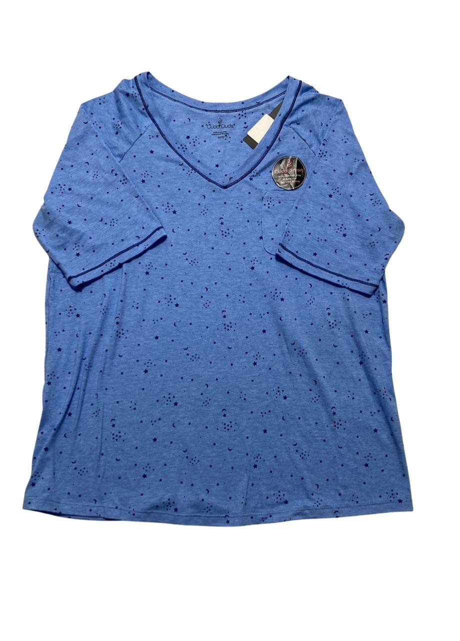 CUDDL DUDS Printed Elbow-Sleeve Pajama Set BLUE M