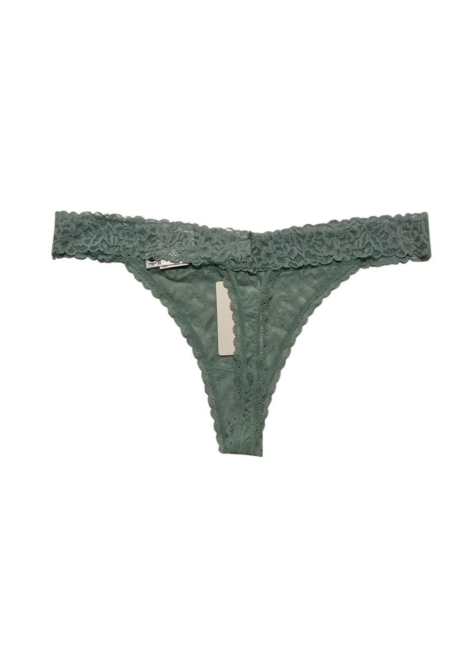 STATE OF DAY Cotton Blend Lace-Trim Thong Underwear GREEN L