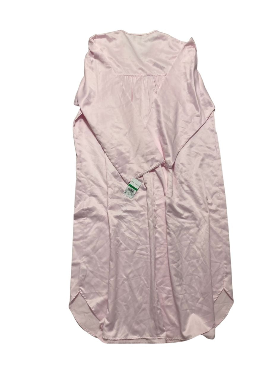 MISS ELAINE Long Nightgown, Brushed Back Satin PINK L