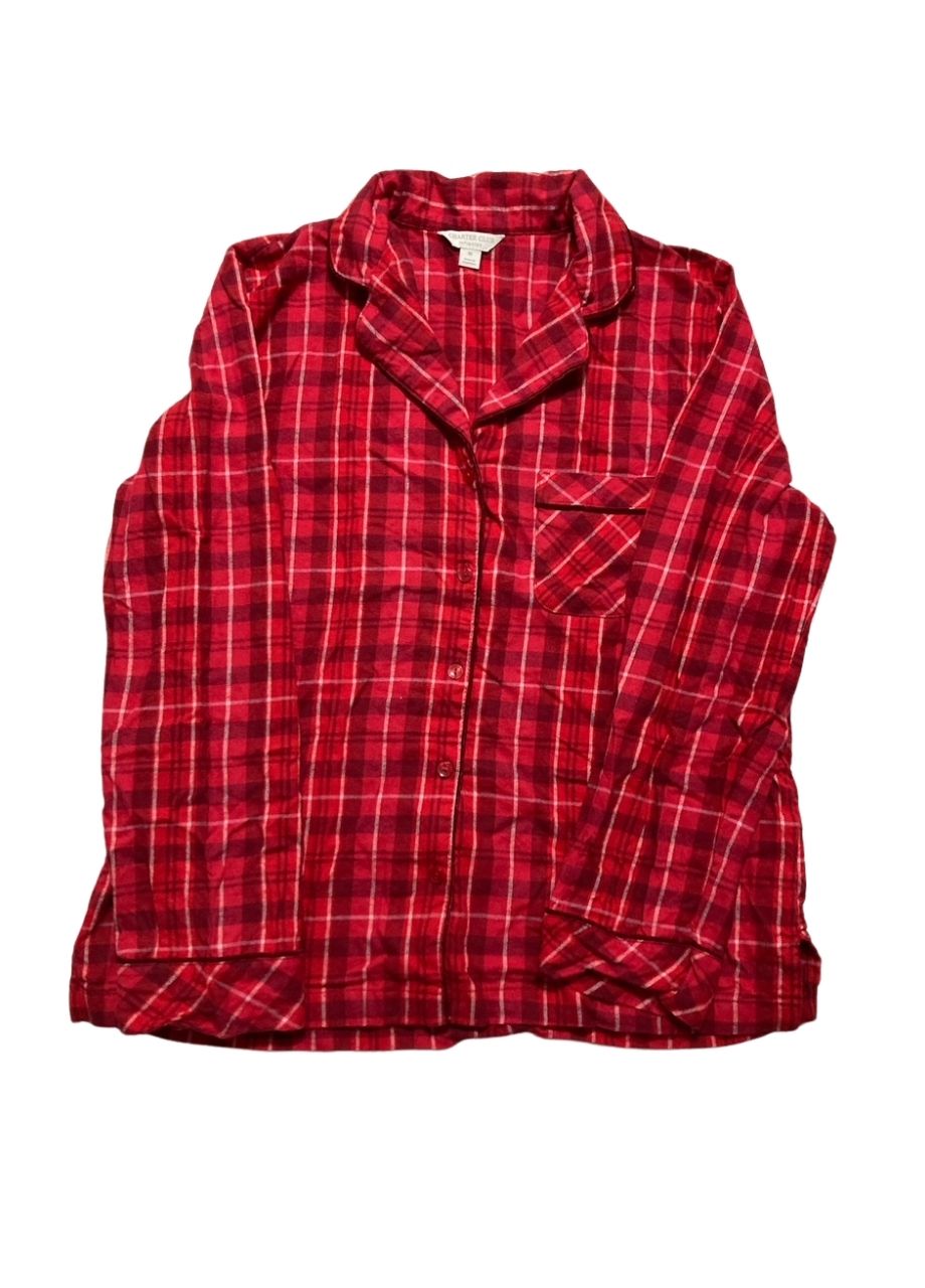 CHARTER CLUB Printed Cotton Flannel Pajama Set RED M