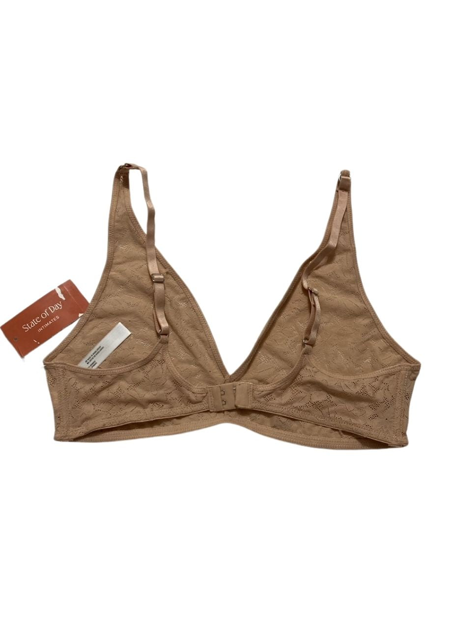 STATE OF DAY Mesh Lace V-Neck Bralette NUDE M