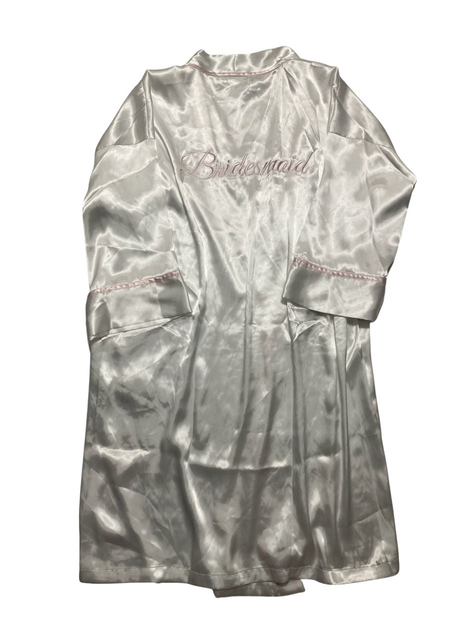 LINEA DONATELLA Bridesmaid Satin Wrap Robe WHITE L/XL