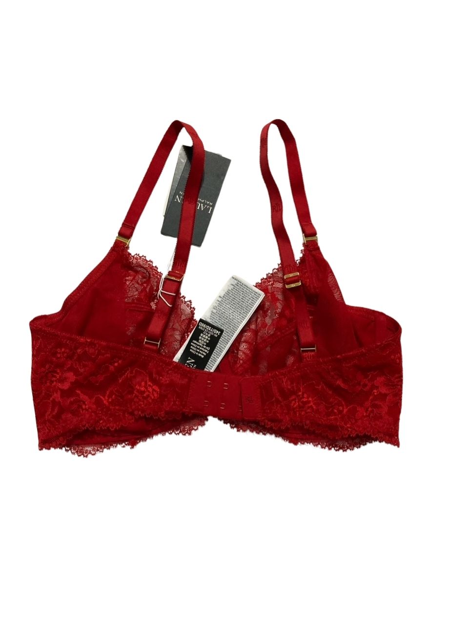 RALPH LAUREN Unlined Lace Full Coverage Bra RED 34D