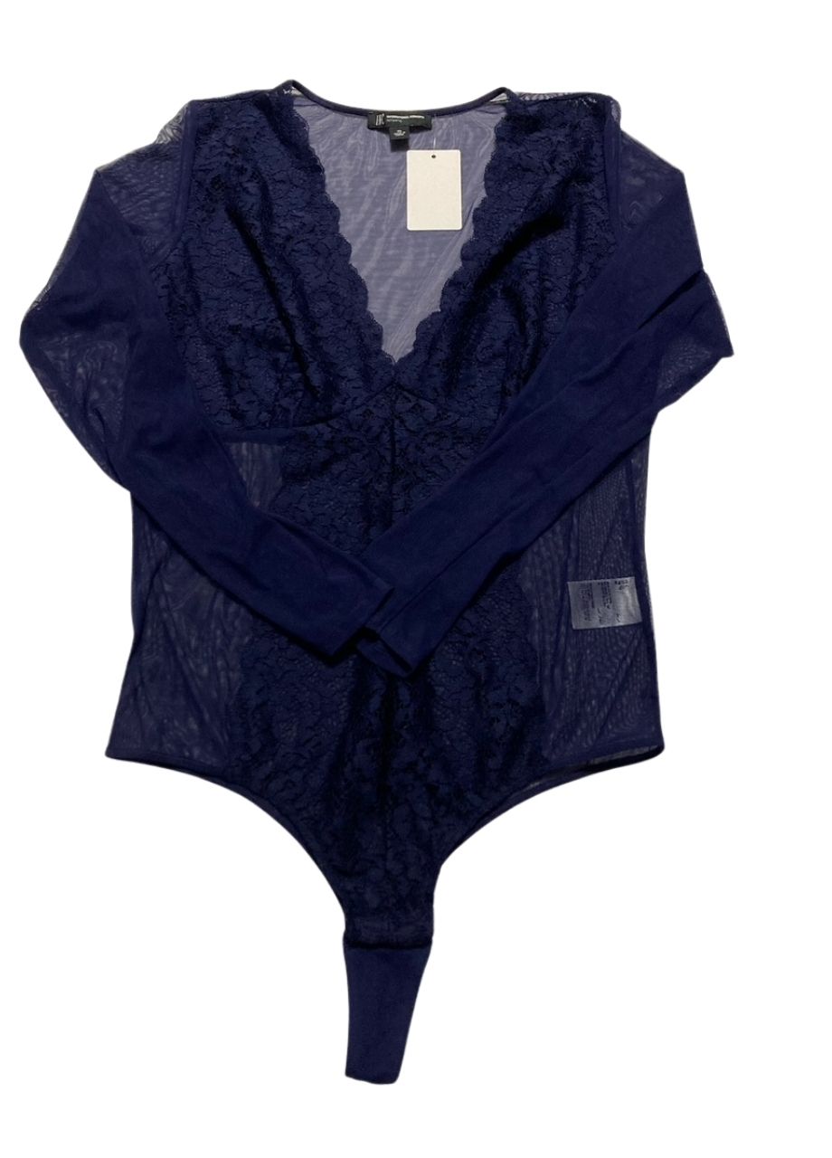 I.N.C Long-Sleeve Lace Mesh Body NAVY XL