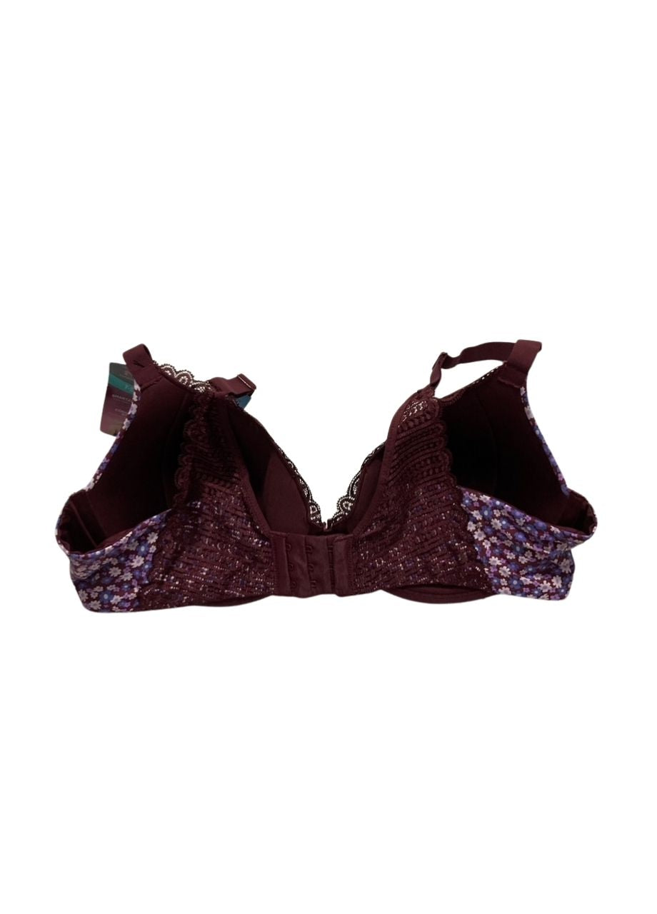 MAIDENFORM Comfort Devotion Full Coverage Lace Trim Bra FLORAL 38C