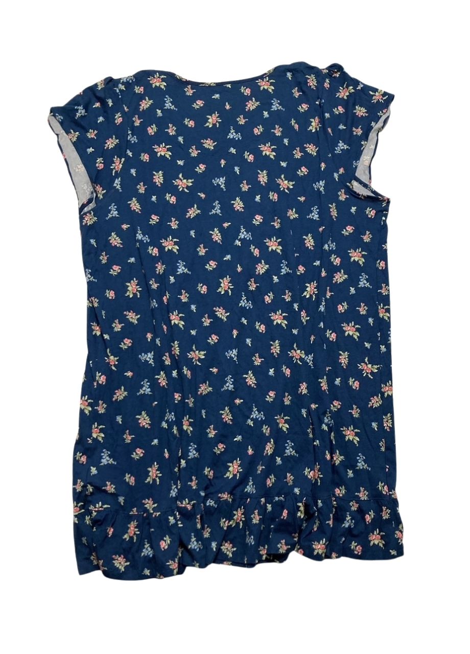 RALPH LAUREN Floral cotton blouse BLUE 2X