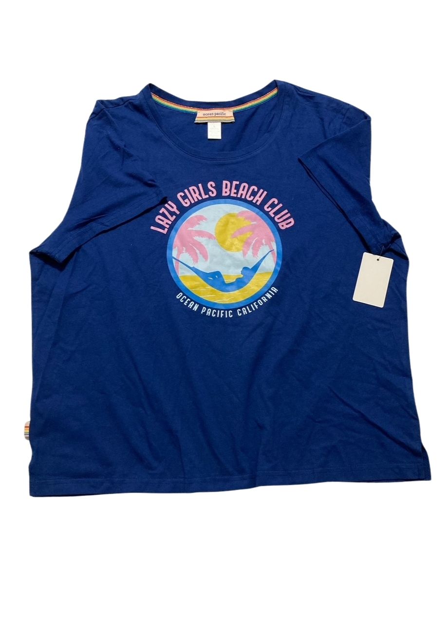 OCEAN PACIFIC Pajama top Happy Time Large BLUE L