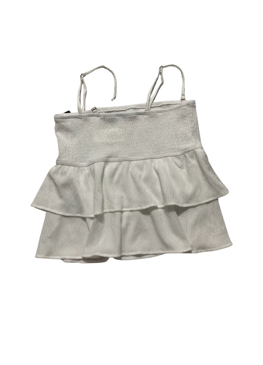 NWD MADDEN GIRL Ruffle Babydoll Top WHITE L