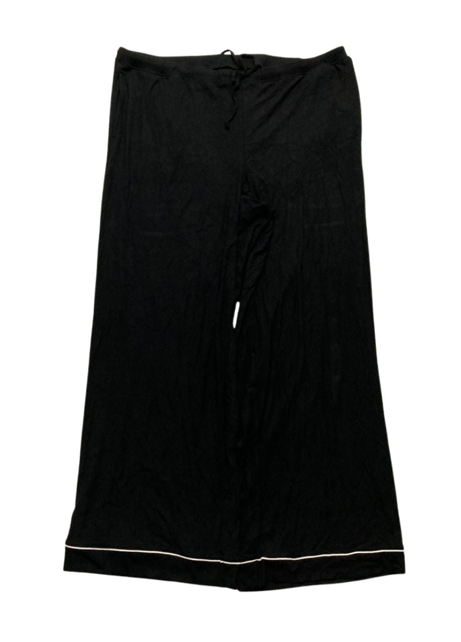 STATE OF DAY 2-Piece Packaged Ribbed Notched-Collar Pajama set BLACK XXL