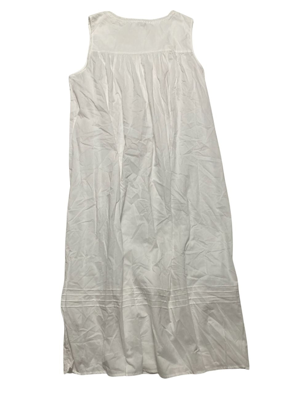 EILEEN WEST Cotton Lightweight Sleeveless Nightgown WHITE L