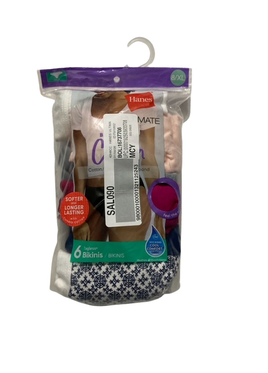 HANES 6-pack Breathable Cotton Bikini Panty ASSORTED XL