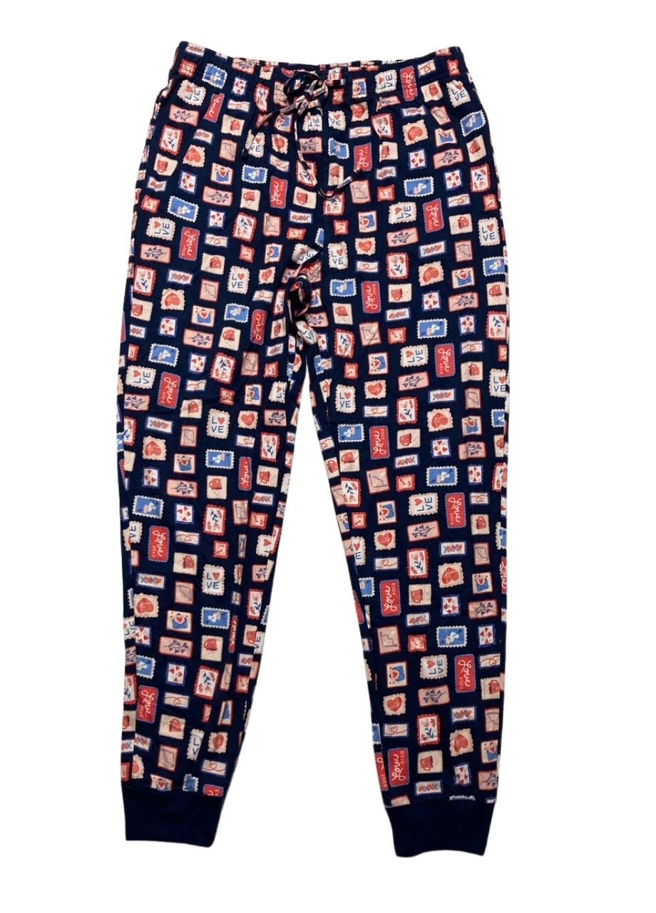 HOLIDAY LANE VDay Stamps 2pc Pajama Set BLUE L
