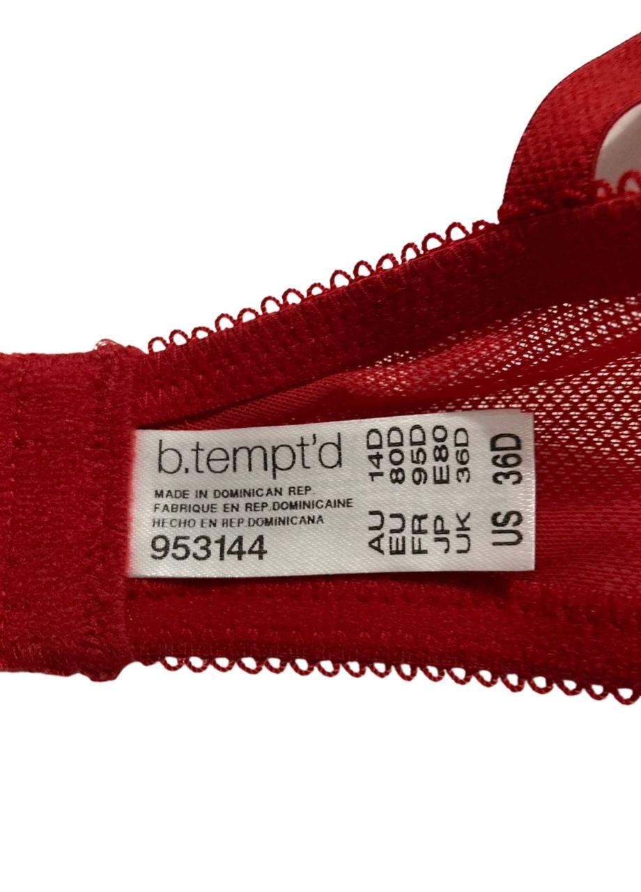 B.TEMPT´D Ciao Bella Lightly Padded Balconette Underwire Bra RED 36D