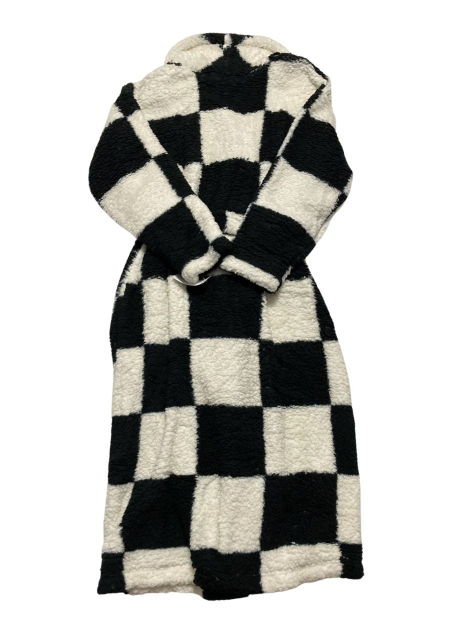 SANCTUARY Belted Checkered Fleece Robe BLACK L/XL