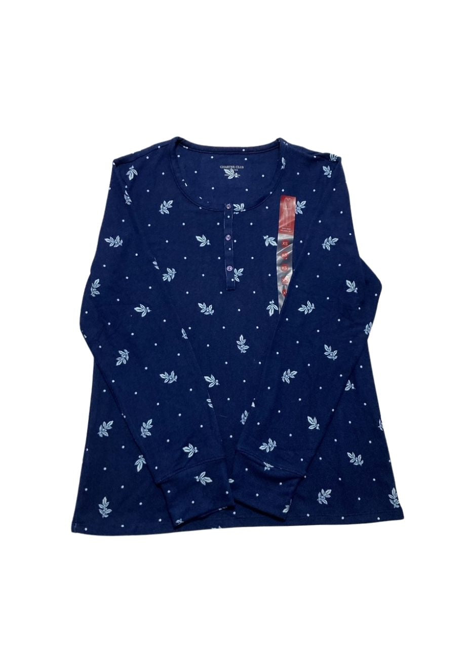 CHARTER CLUB Christmas Pajama top NAVY XS